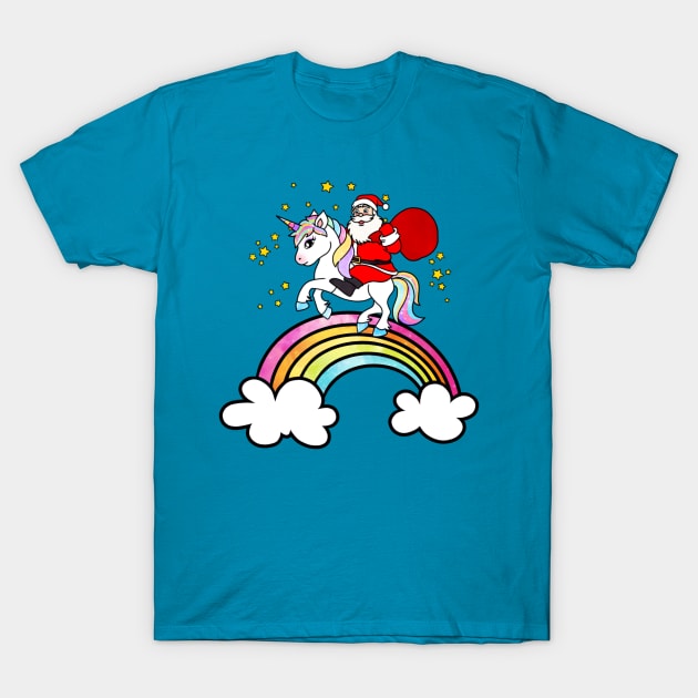 Santa claus and unicorn T-Shirt by Morishasha